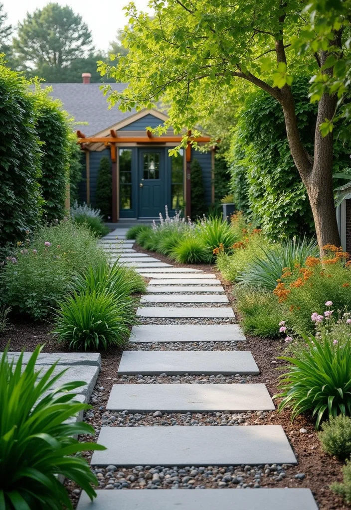 10 Asphalt Backyard Ideas for Clean Low Maintenance Spaces - 7. Asphalt with Greenery