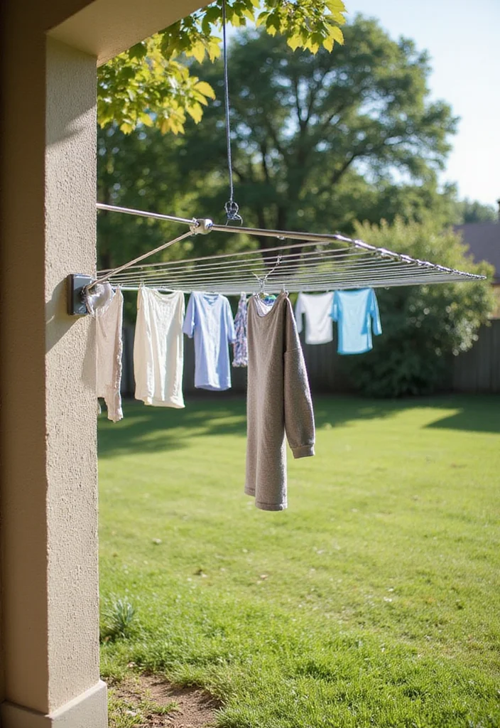 10 Backyard Clothesline Ideas for Simple Outdoor Utility - 4. Retractable Clothesline
