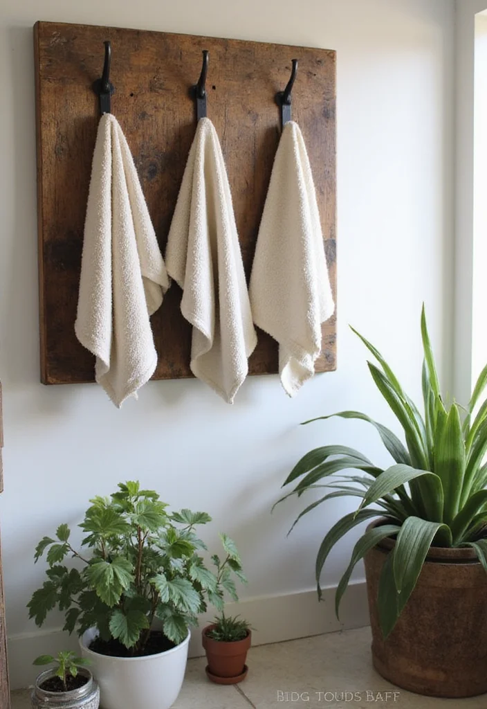 10 Bathroom Hand Towel Holder Ideas for Practical Placement - 1. Reclaimed Wood Wall Rack