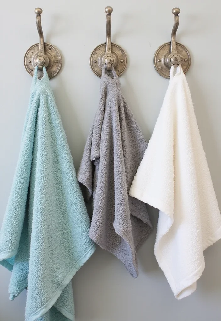 10 Bathroom Hand Towel Holder Ideas for Practical Placement - 10. Multi-Functional Towel Hooks