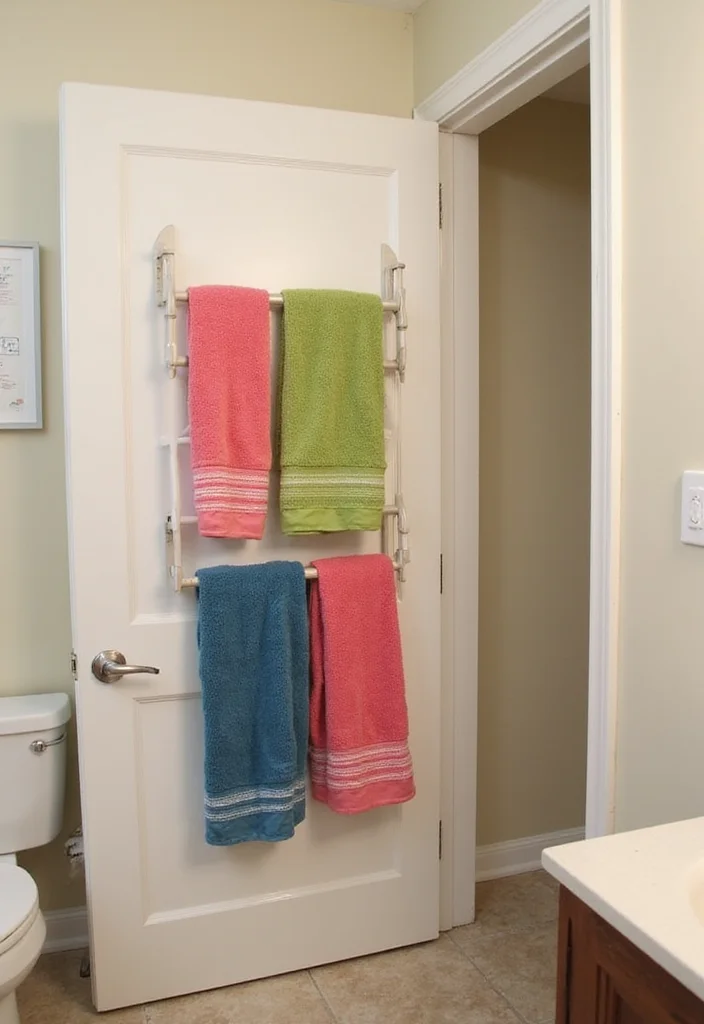 10 Bathroom Hand Towel Holder Ideas for Practical Placement - 7. Over-the-Door Towel Rack
