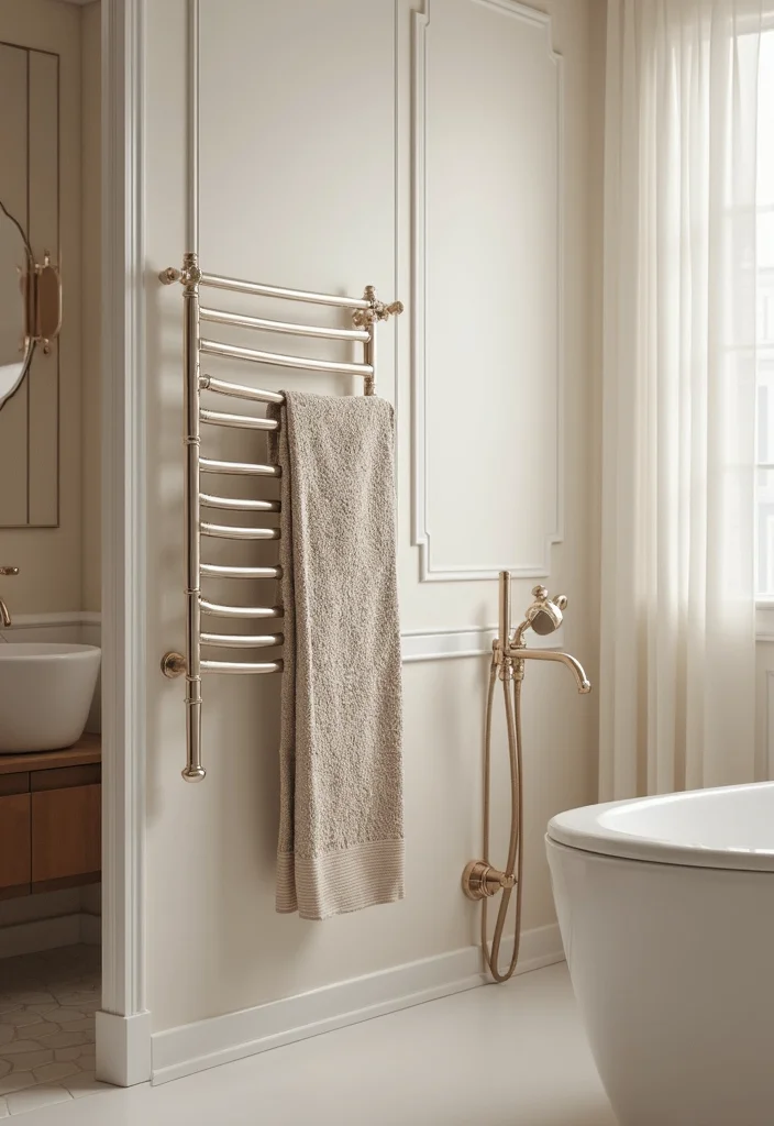 10 Bathroom Hand Towel Holder Ideas for Practical Placement - 8. Decorative Wall-Mounted Towel Bar