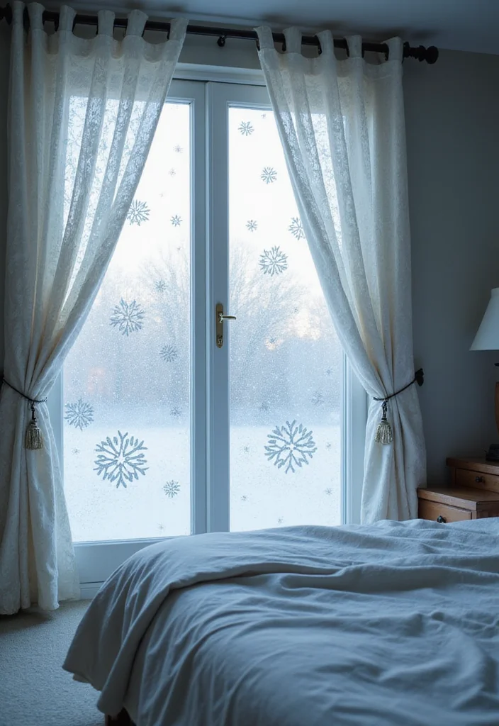 10 Frozen Bedroom Ideas for Magical Winter Style 45 10 Frozen Bedroom Ideas for Magical Winter Style - 5. Frosted Window Treatments
