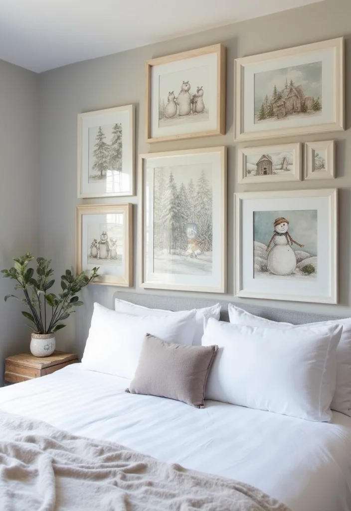 10 Frozen Bedroom Ideas for Magical Winter Style 56 10 Frozen Bedroom Ideas for Magical Winter Style - 6. Frosted Wall Art