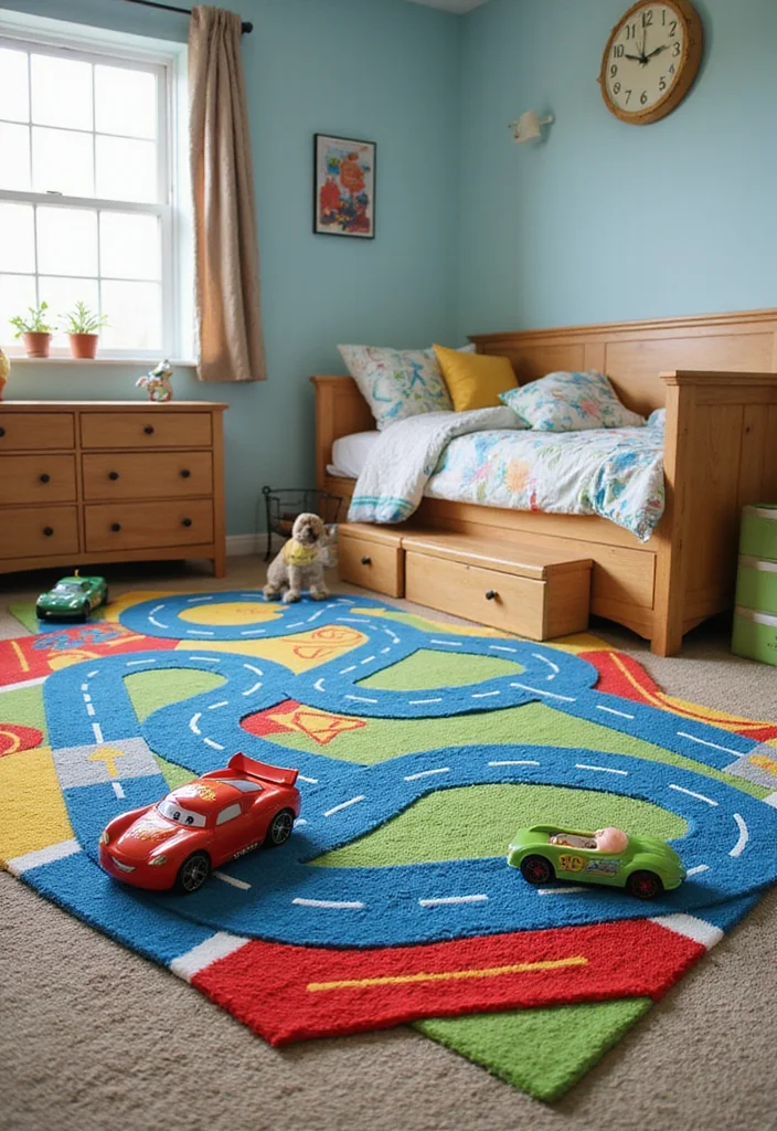 10 Hot Wheels Bedroom Ideas for Fun Racing Themes 34 10 Hot Wheels Bedroom Ideas for Fun Racing Themes - 4. Racing Track Rugs