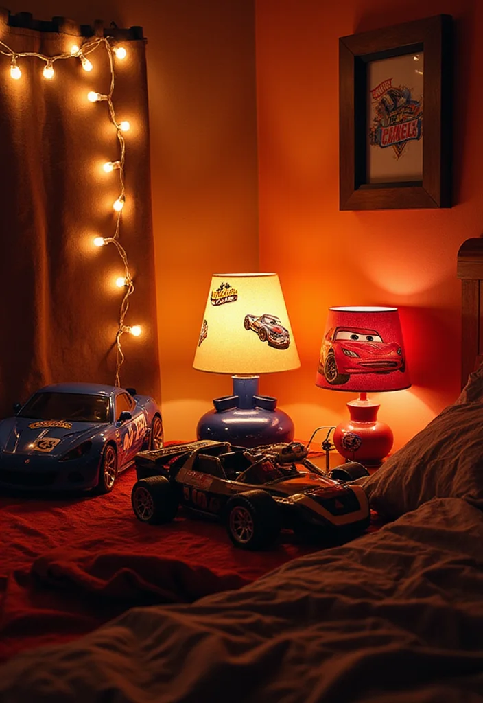 10 Hot Wheels Bedroom Ideas for Fun Racing Themes 78 10 Hot Wheels Bedroom Ideas for Fun Racing Themes - 8. Themed Lighting