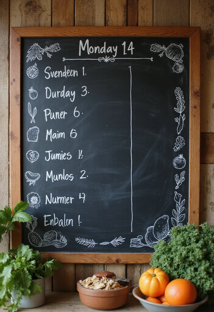 10 Kitchen Chalkboard Ideas for Fun Functional Notes - 1. Weekly Meal Planner