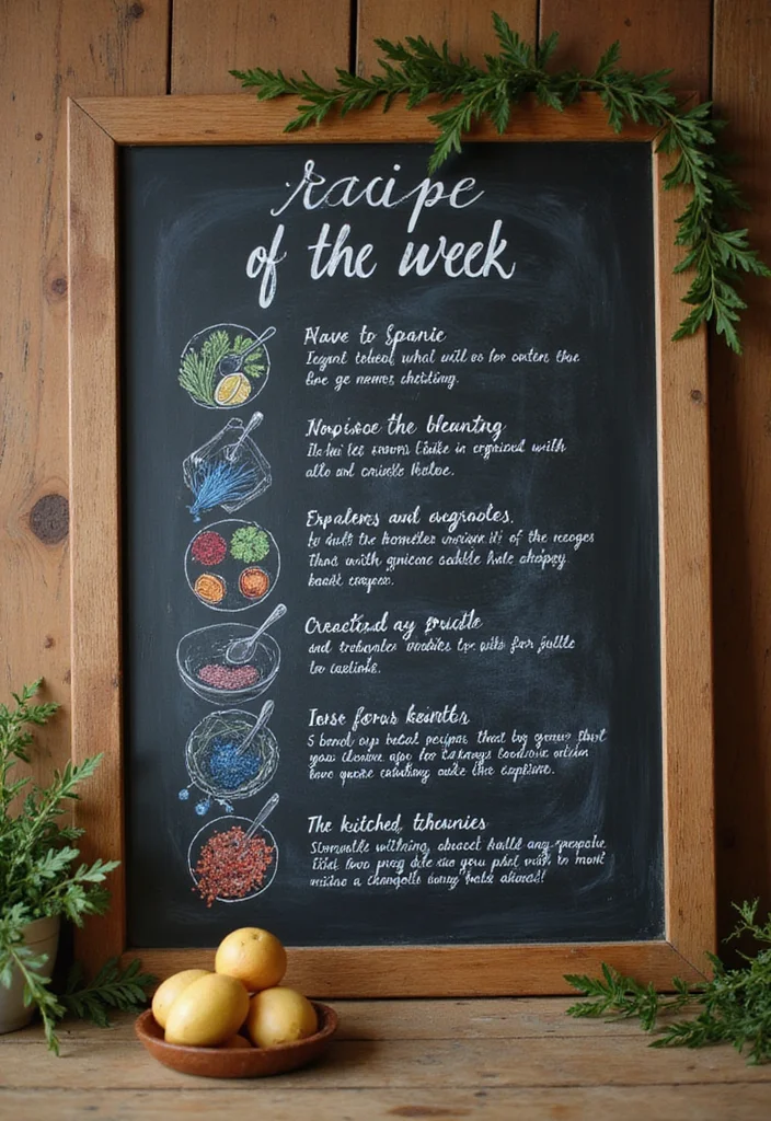 10 Kitchen Chalkboard Ideas for Fun Functional Notes - 4. Recipe of the Week