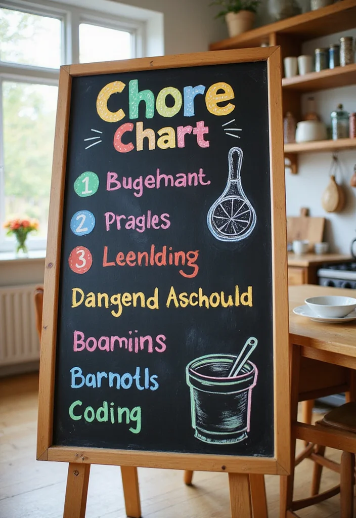 10 Kitchen Chalkboard Ideas for Fun Functional Notes - 6. Chore Chart for Kids
