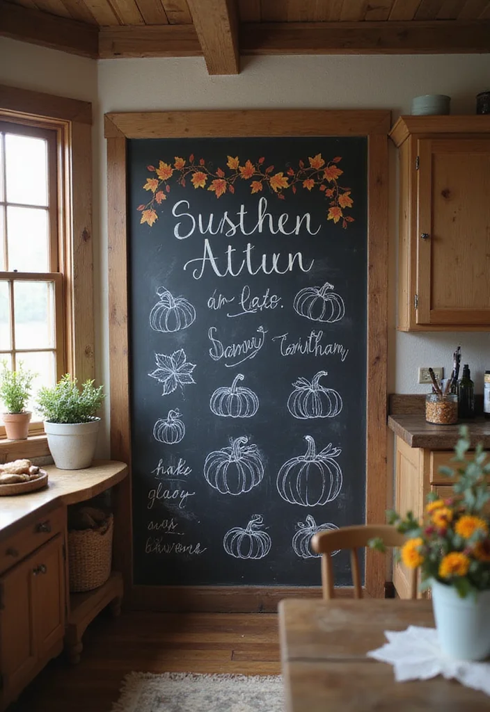 10 Kitchen Chalkboard Ideas for Fun Functional Notes - 7. Seasonal Decor Board