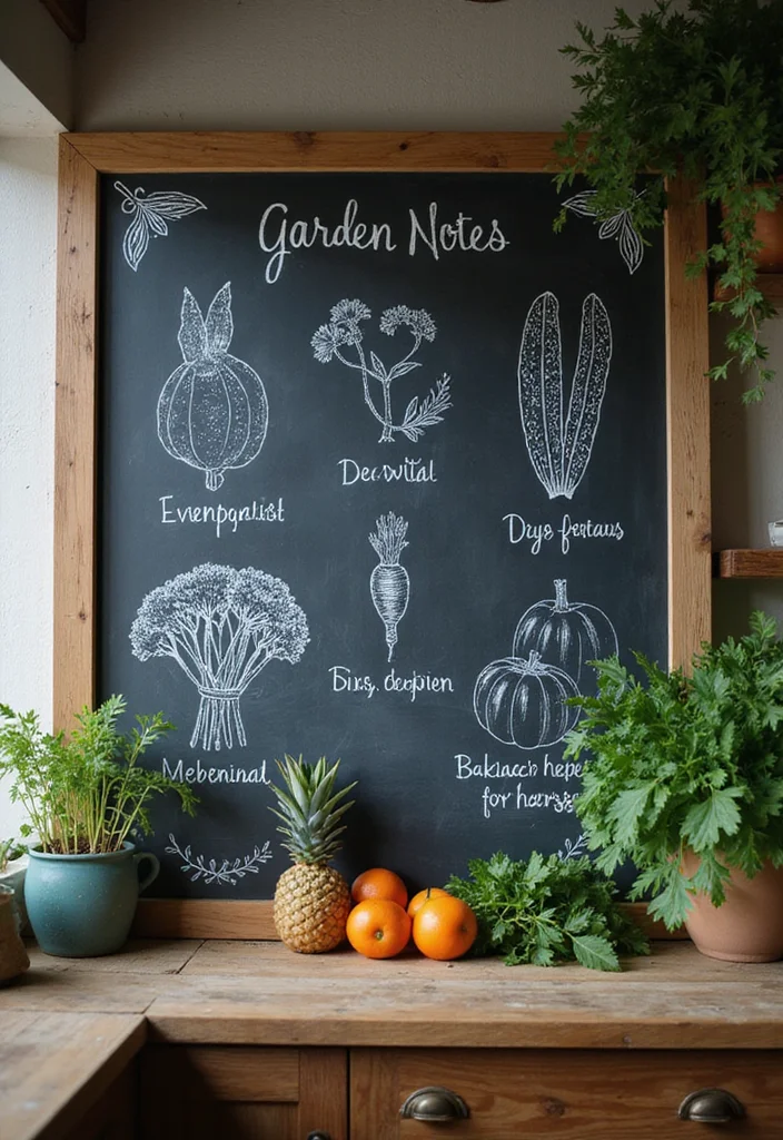10 Kitchen Chalkboard Ideas for Fun Functional Notes - 9. Kitchen Garden Notes