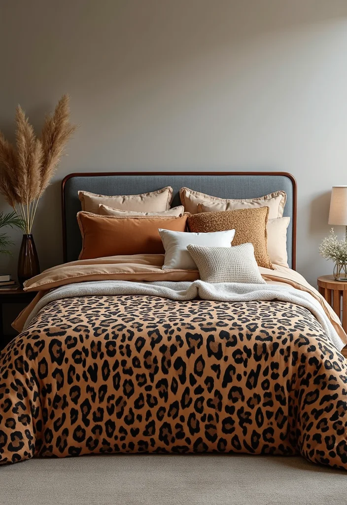 10 Leopard Print Bedroom Ideas for Bold Stylish Accents 1 10 Leopard Print Bedroom Ideas for Bold Stylish Accents - 1. Statement Bedding