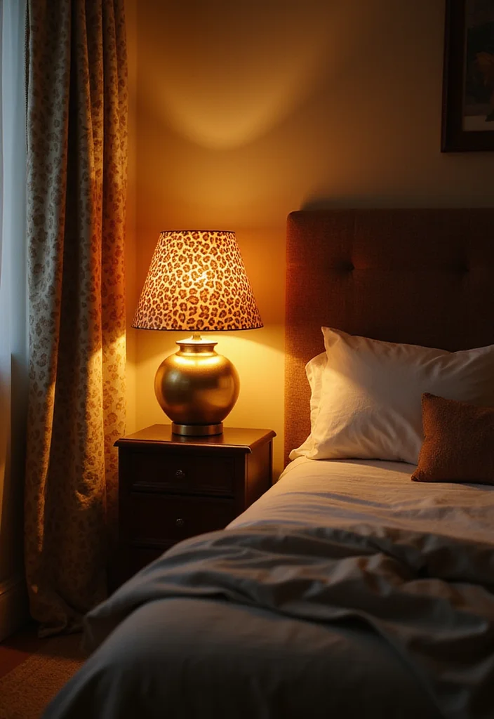10 Leopard Print Bedroom Ideas for Bold Stylish Accents 100 10 Leopard Print Bedroom Ideas for Bold Stylish Accents - 10. Leopard Print Accents in Lighting