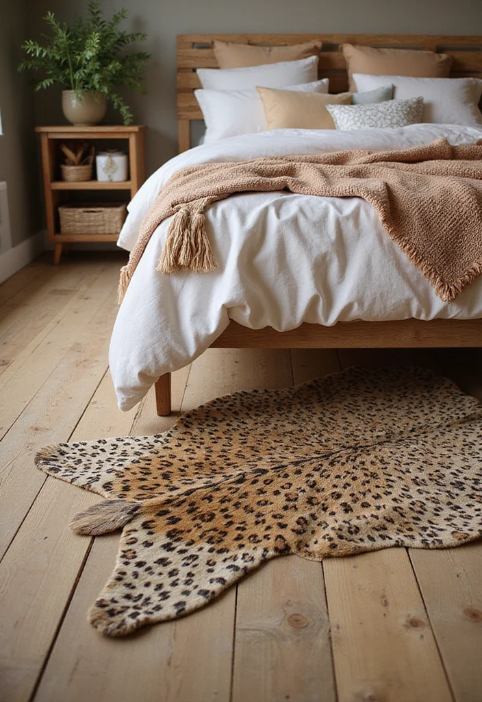 10 Leopard Print Bedroom Ideas for Bold Stylish Accents 23 10 Leopard Print Bedroom Ideas for Bold Stylish Accents - 3. Chic Area Rugs