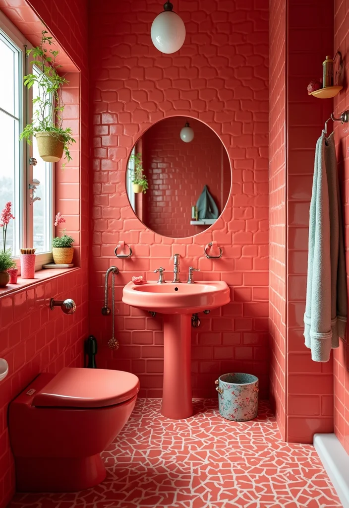 10 Red Bathroom Ideas with Bold Dramatic Impact - 2. Cherry Bomb: A Playful Touch