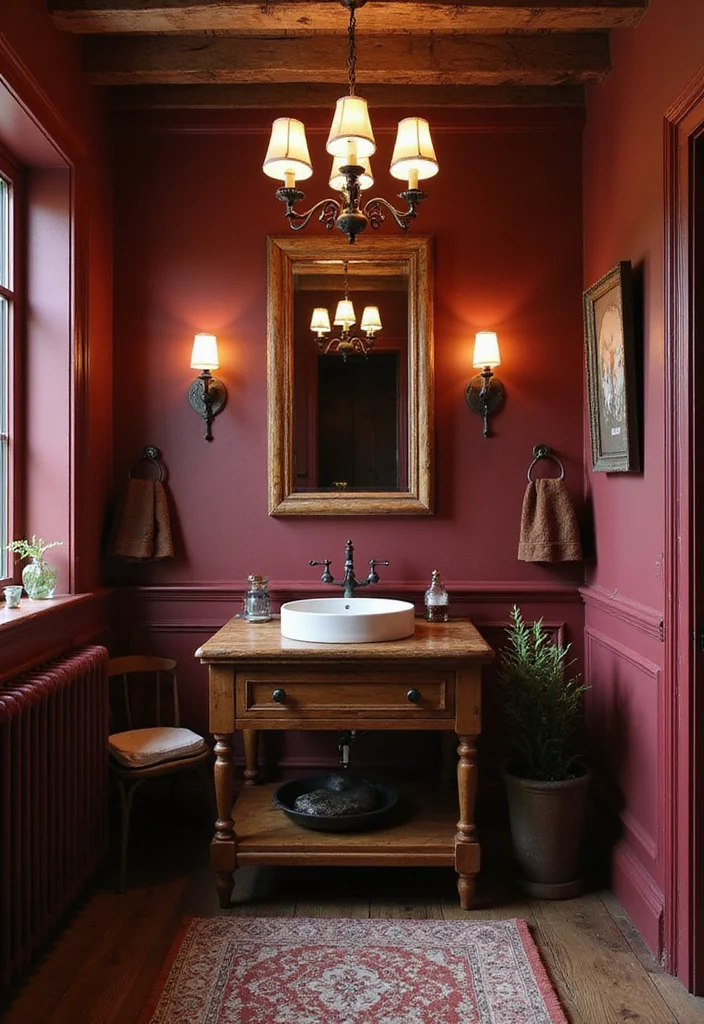 10 Red Bathroom Ideas with Bold Dramatic Impact - 3. Maroon Magic: Timeless Charm