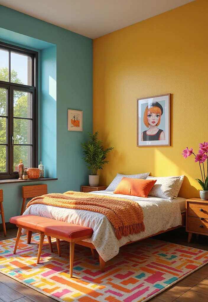 10 Sims 4 Bedroom Ideas for Trendy Creative Aesthetics - 7. Retro Pop Style