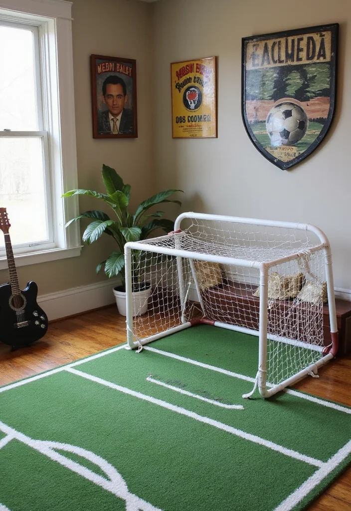 10 Soccer Bedroom Ideas for Sporty Youthful Designs - 3. Interactive Soccer Decor