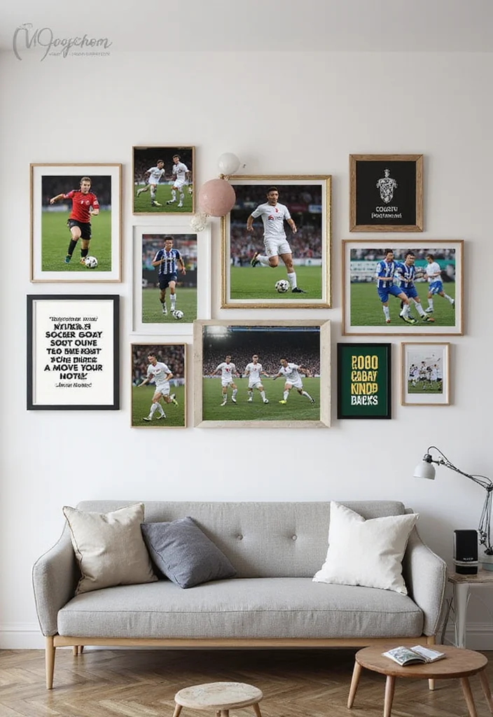 10 Soccer Bedroom Ideas for Sporty Youthful Designs - 4. Soccer Wall Art Gallery