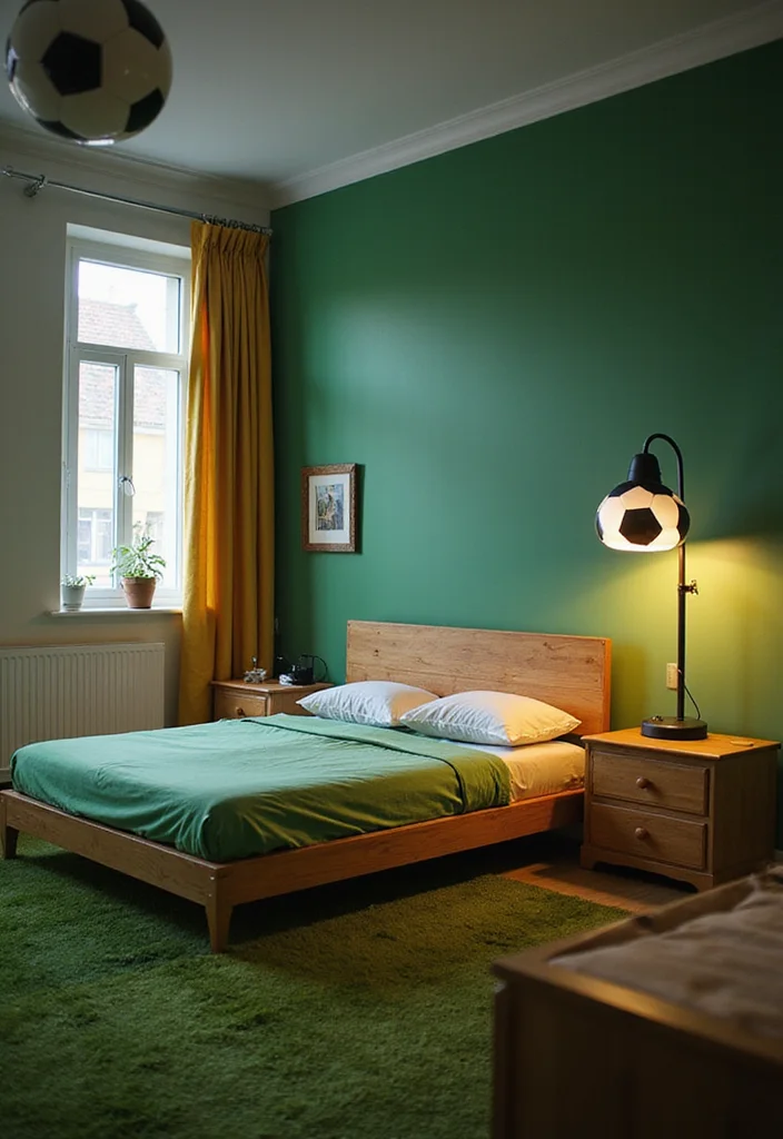 10 Soccer Bedroom Ideas for Sporty Youthful Designs - 6. Soccer-Inspired Lighting Fixtures
