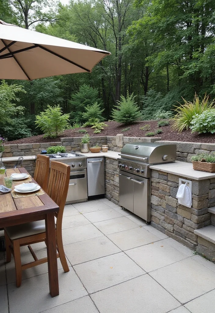 10 Steep Slope Backyard Ideas for Functional Terraced Design - 7. Outdoor Kitchen