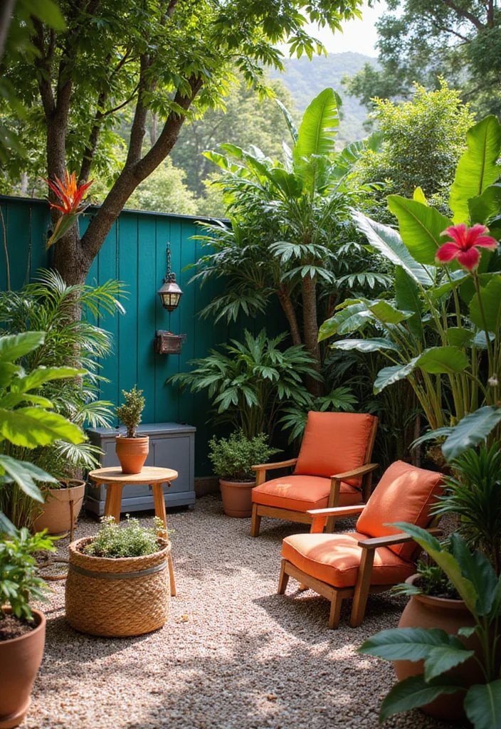 12 Backyard Color Ideas for Fresh Vibrant Curb Appeal - 9. Exotic Tropical Vibes