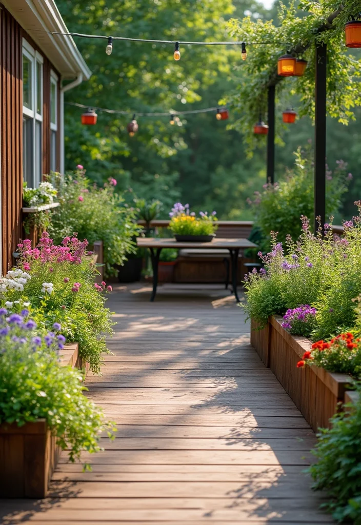 12 Backyard Low Deck Ideas for Easy Ground Level Living - 4. Deck with Built-In Planters