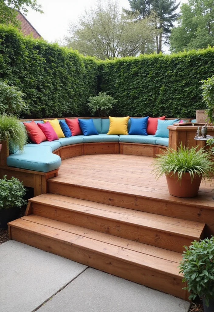 12 Backyard Low Deck Ideas for Easy Ground Level Living - 8. Deck with Integrated Seating