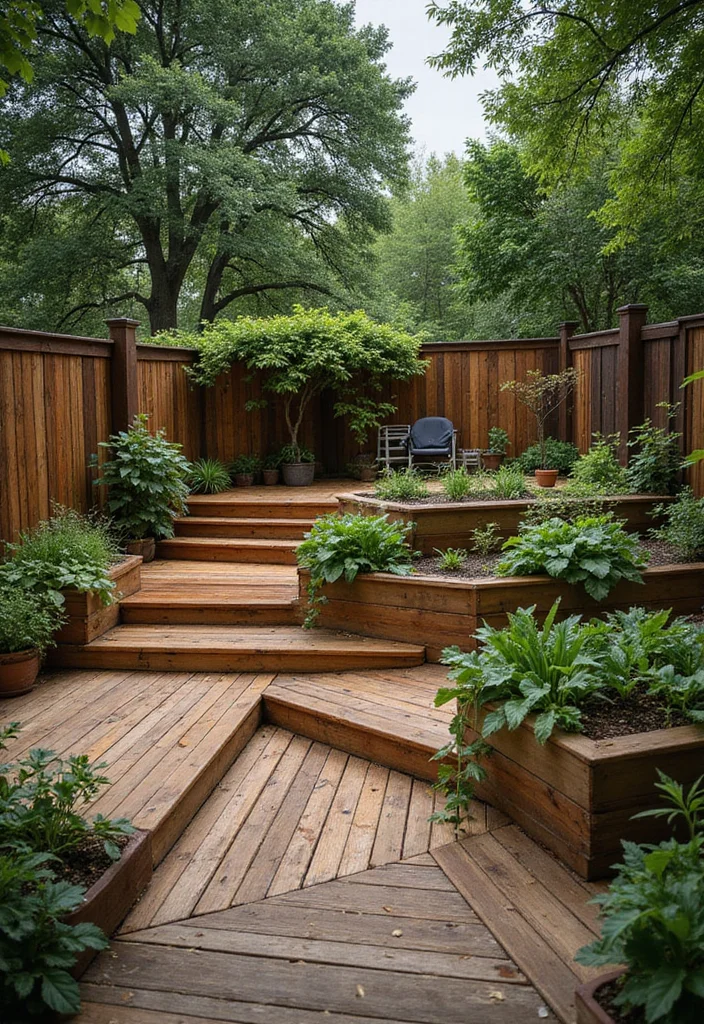 12 Backyard Multi Level Deck Ideas for Dynamic Outdoor Zones - 12. Sustainable Retreat