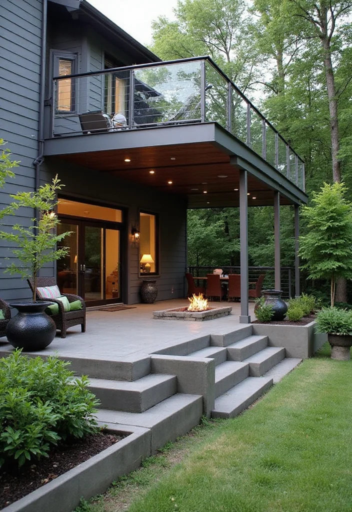 12 Backyard Multi Level Deck Ideas for Dynamic Outdoor Zones - 5. Modern Minimalist