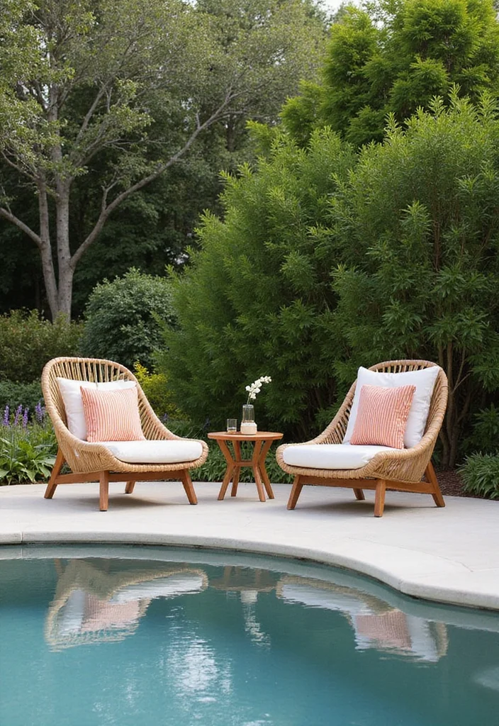 12 Backyard Pool Furniture Ideas for Comfortable Relaxed Lounging - 11. Organic Garden Chairs