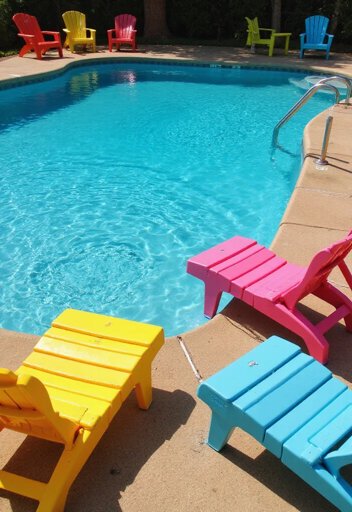12 Backyard Pool Furniture Ideas for Comfortable Relaxed Lounging - 3. Recycled Plastic Deck Chairs