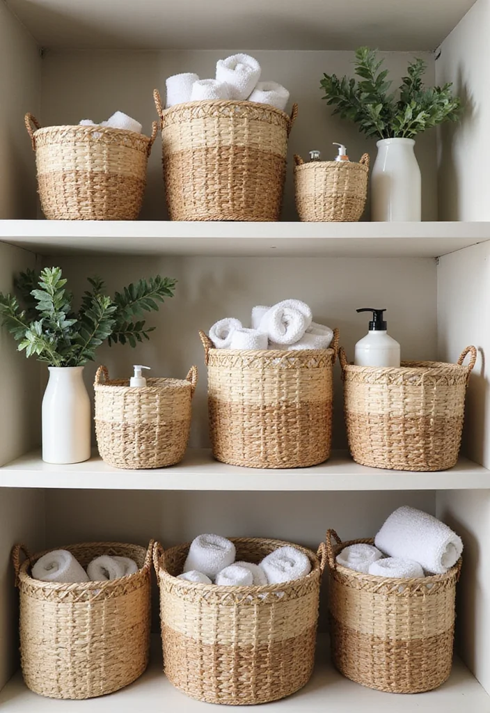 12 Bathroom Basket Ideas for Stylish Easy Storage - 1. Rustic Rattan Baskets