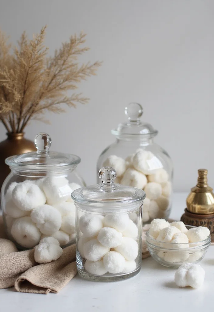 12 Bathroom Basket Ideas for Stylish Easy Storage - 9. Elegant Glass Jars
