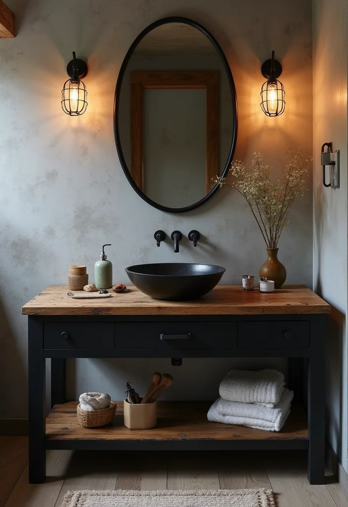 12 Black and Wood Bathroom Ideas for Warm Modern Balance 1 12 Black and Wood Bathroom Ideas for Warm Modern Balance - 1. Rustic Black and Wood Vanity