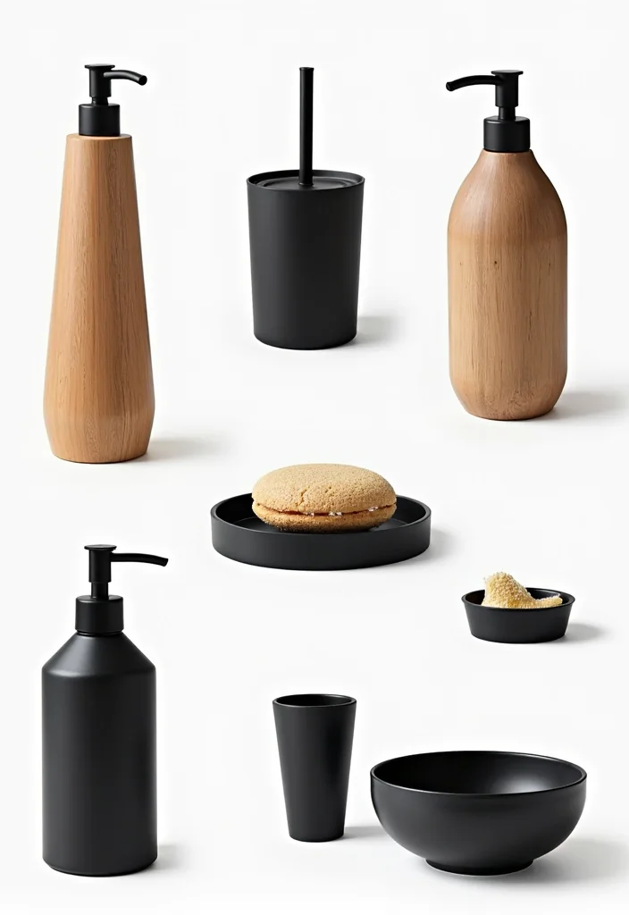 12 Black and Wood Bathroom Ideas for Warm Modern Balance 100 12 Black and Wood Bathroom Ideas for Warm Modern Balance - 10. Black and Wood Bathroom Accessories