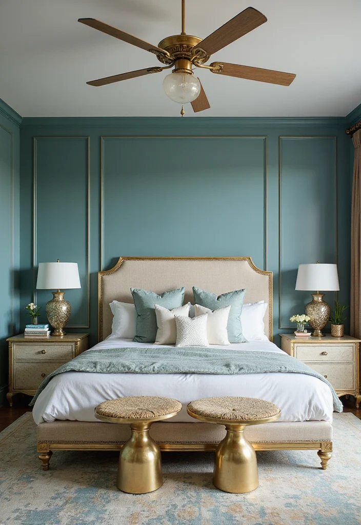 12 Blue and Green Bedroom Ideas for Calm Fresh Vibes - 11. Coastal Glam