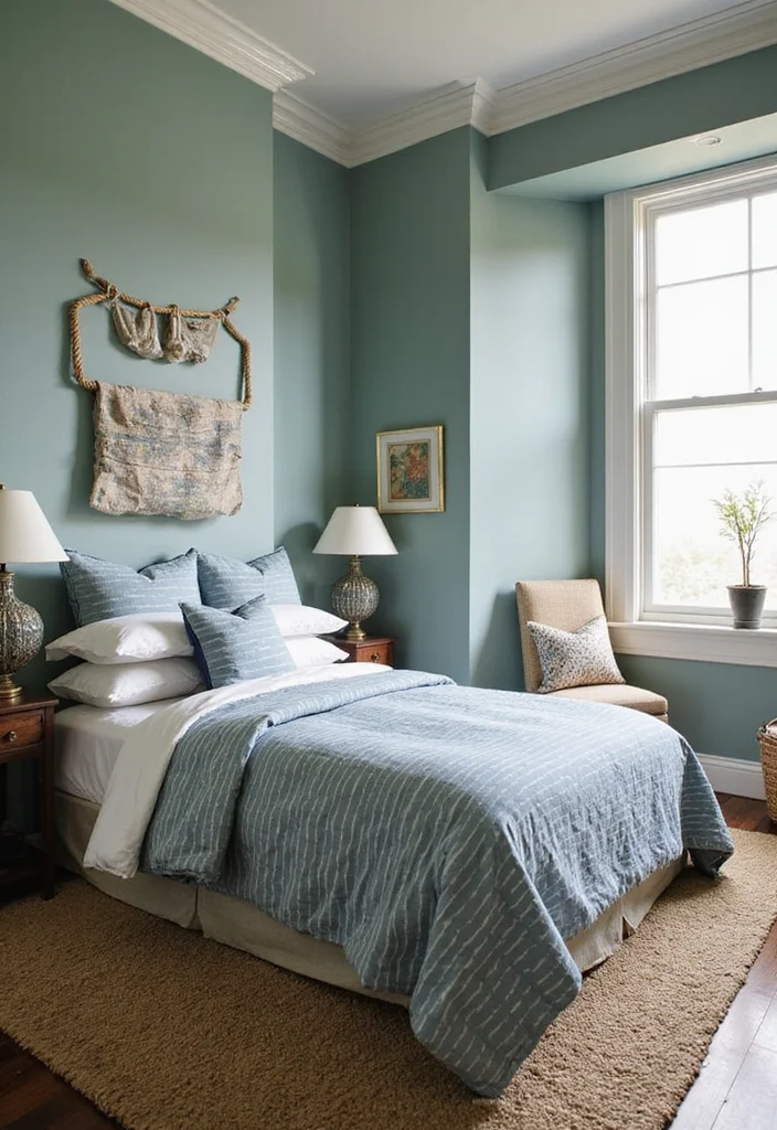 12 Blue and Green Bedroom Ideas for Calm Fresh Vibes - 4. Nautical Neutrals