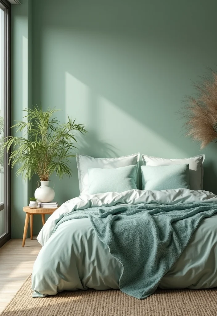 12 Blue and Green Bedroom Ideas for Calm Fresh Vibes - 5. Zen Garden Escape