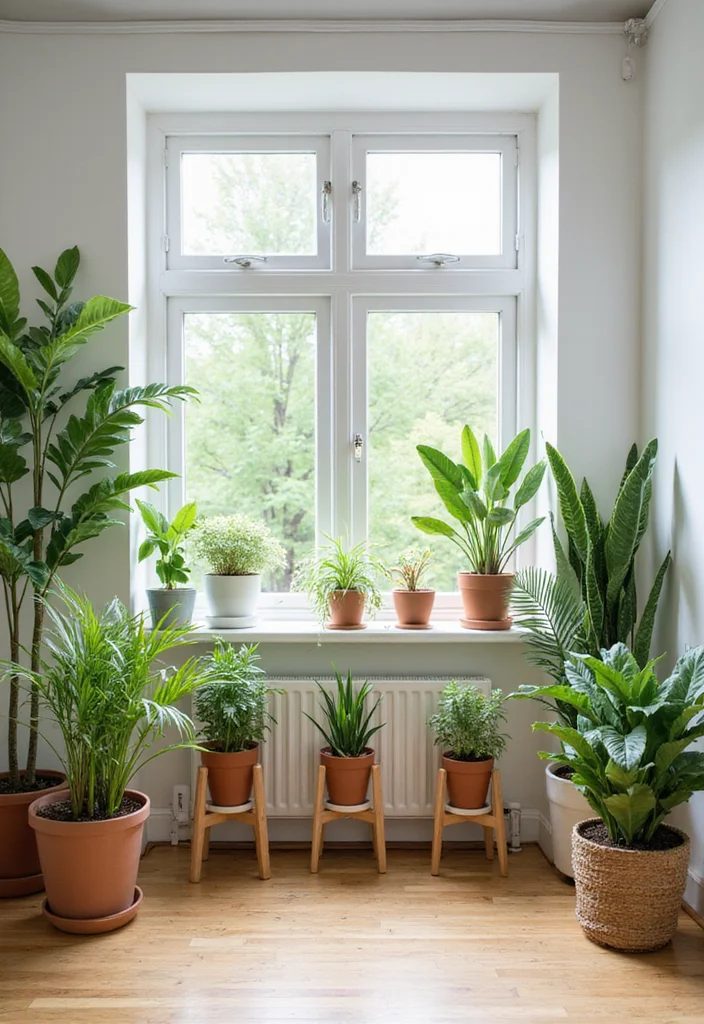 12 Bright Living Room Ideas for Airy Light Filled Spaces - 7. Use of Greenery