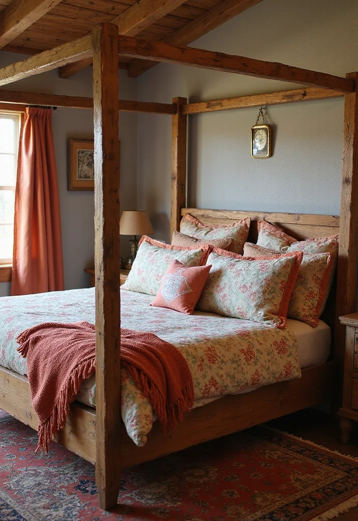 12 Cowgirl Bedroom Ideas with Western Feminine Charm - 1. Rustic Wooden Bed Frame