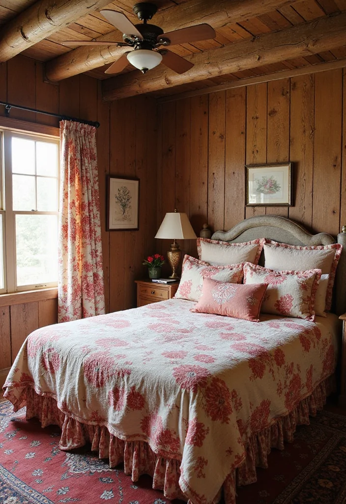 12 Cowgirl Bedroom Ideas with Western Feminine Charm - 3. Floral Patterns to Soften the Space