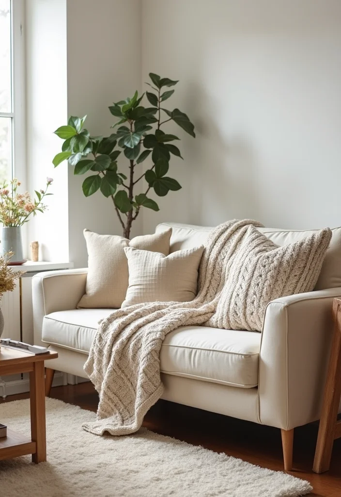12 Cream Living Room Ideas for Soft Warm Neutrals - 1. Cozy Cream Textiles