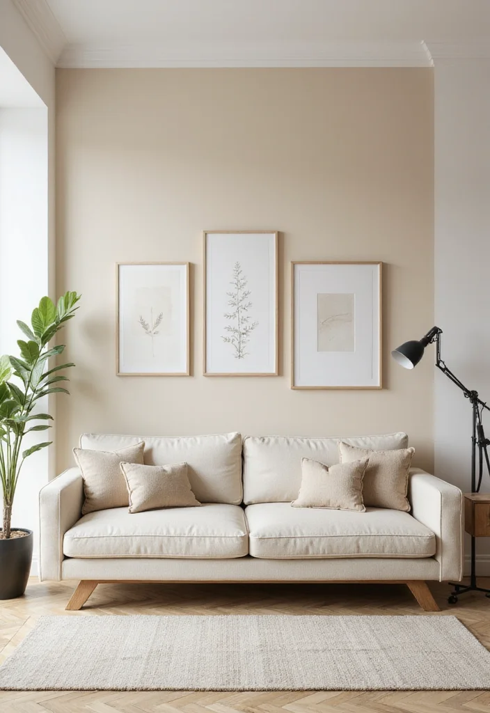 12 Cream Living Room Ideas for Soft Warm Neutrals - 2. Cream Accent Walls