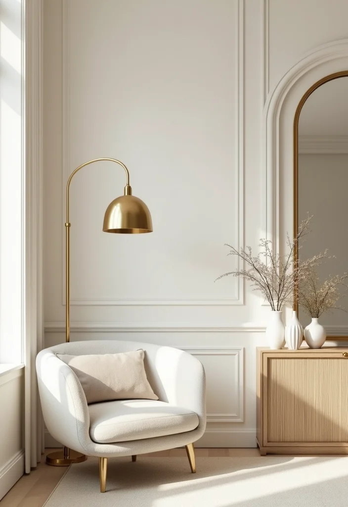 12 Cream Living Room Ideas for Soft Warm Neutrals - 4. Cream and Metallic Mix