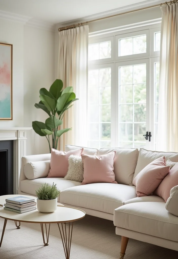 12 Cream Living Room Ideas for Soft Warm Neutrals - 5. Cream with Soft Hues