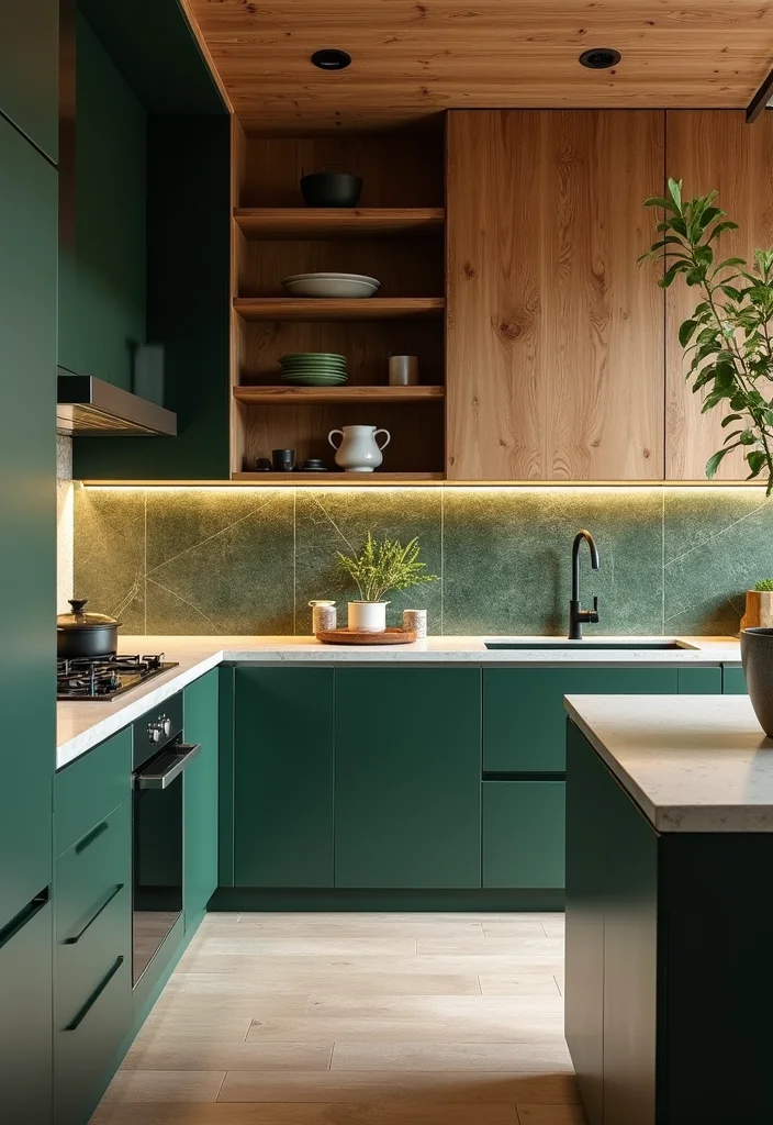 12 Dark Green Kitchen Ideas for Rich Modern Character - 6. Sustainable Materials: Eco-Friendly Choices