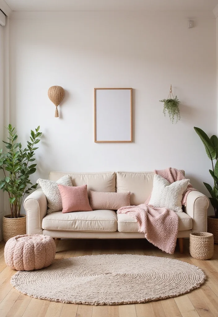 12 Girly Living Room Ideas for Fresh Playful Style - 1. Cozy Pastel Oasis