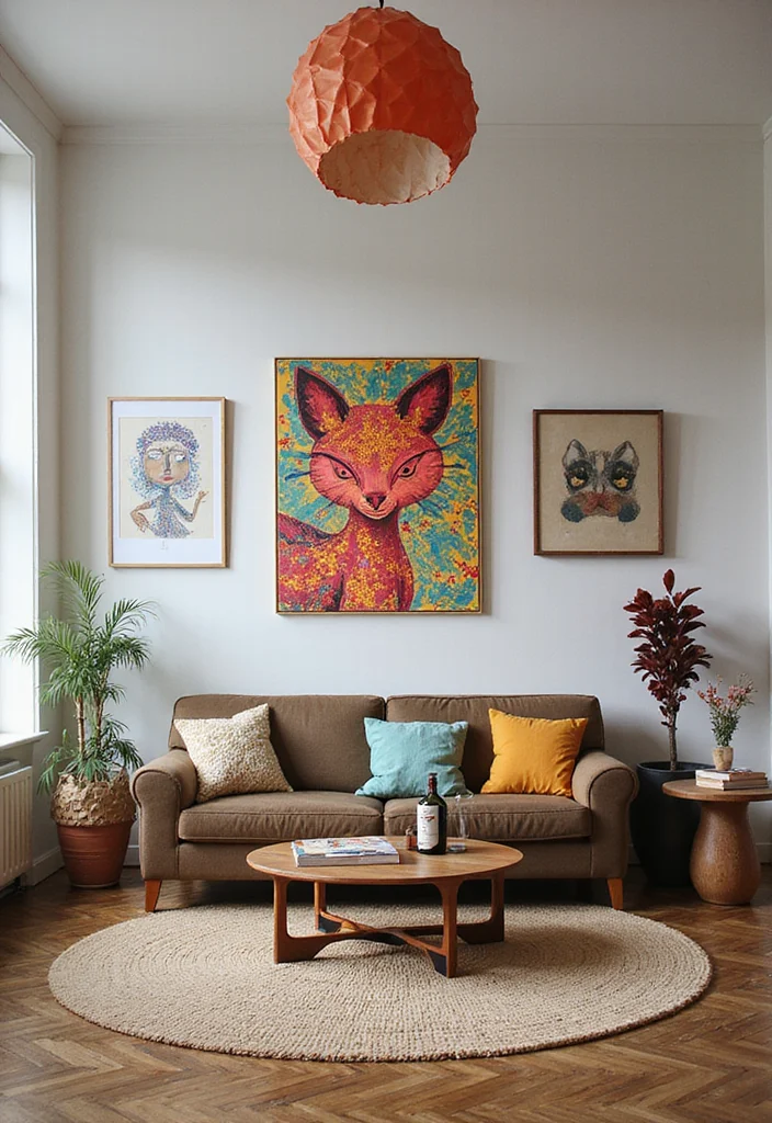 12 Girly Living Room Ideas for Fresh Playful Style - 10. Quirky Art Pieces