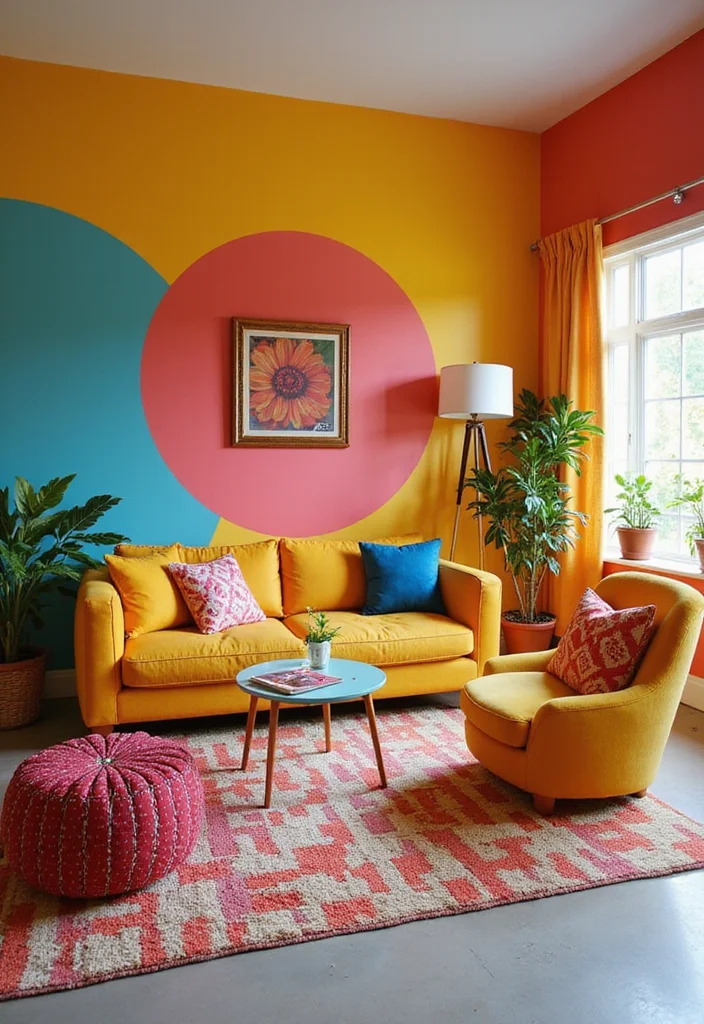 12 Girly Living Room Ideas for Fresh Playful Style - 5. Playful Color Blocking